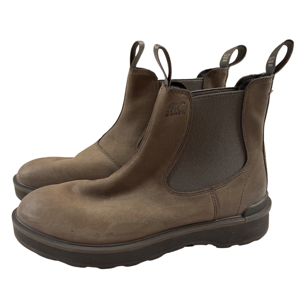 Sorel Hi-Line Chelsea Boots Mens 10.5 Major Brown Waterproof Leather NM4927-245